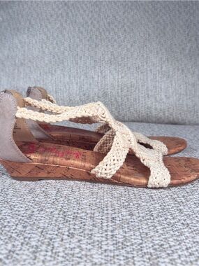 Jellypop Cream Woven Macramé Cork Sandals